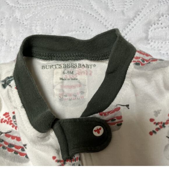 Burt's Bees Organic Snowman Sleeper PJs 6-9m - Picture 4 of 5